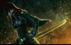 Рисунок девушка с мечем