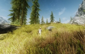 Человек с мечом идет в гору