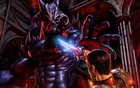 Воин с обломком меча в руке