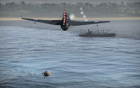 War Thunder самолет направляется к судну