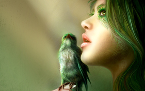 Девушка с птицей на руке