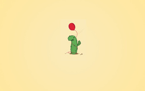 Cactus with balloon on birthday