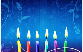 Candles on birthday, blue background