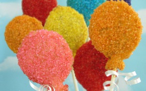 Multicolored lollipops for birthday