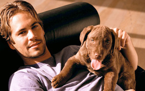 Paul Walker actor of The movie fast and The furious and his dog