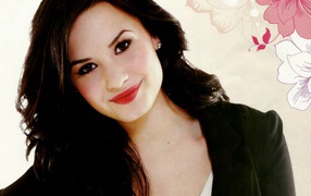 Demi Lovato on the floral background