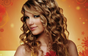Taylor Swift в оранжевом фоне