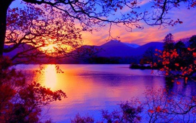 Осенний пейзаж с закатом