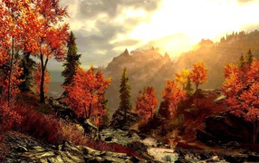 the beautiful mountains in autumn