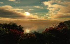 Солнце заходит за тучу