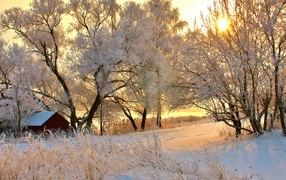 Winter sunset in Romania
