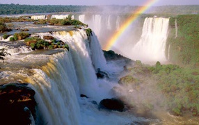 	 Waterfall with a rainbow in Argentina