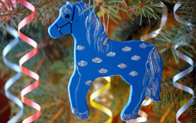 Blue wooden horse