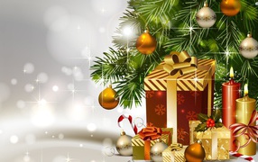 Подарки под новогодней елкe