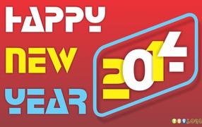 Счастливого Нового Года 2014, разноцветная картинка