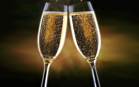 Счастливого Нового Года 2014, бокалы с шампанским