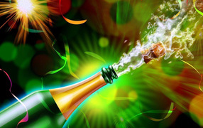 Счастливого Нового Года, открытие шампанского