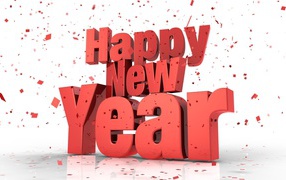 Счастливого Нового Года, красные объёмные буквы