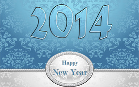 Счастливого нового года 2014, голубой и белый цвет