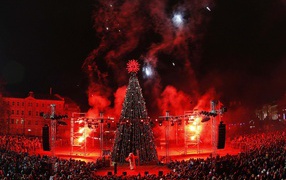 Зажжение новогодней елки в Вильнюсе 2014