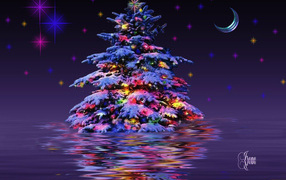 Новогодняя елка в воде