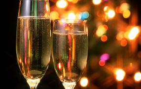 Raising glasses of champagne at New Year