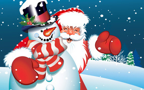  snowman and santa claus