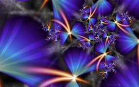 Синие лучи и цветы