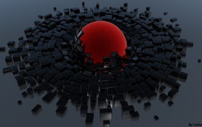 Красный шар и черные кубики