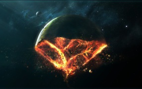 Осколок планеты в космосе