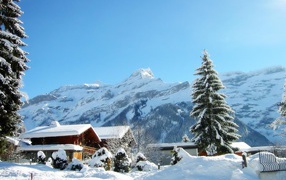 Очень снежная зима в горах
