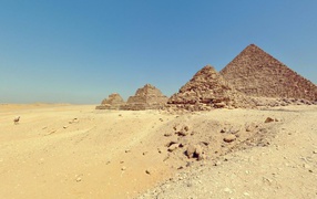Egyptian pyramids in the desert