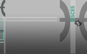 Знак зодиака рыбы, серый фон 