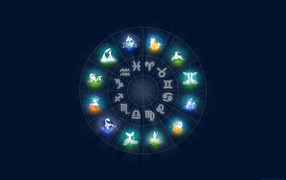 Все знаки зодиака на синем фоне