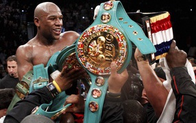 Boxer Floyd Mayweather Jr and his prizes