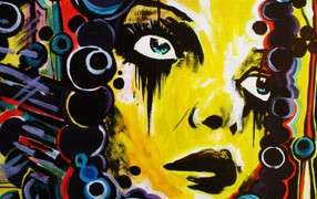 Яркое граффити, лицо девушки