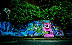 Bright graffiti on a wall