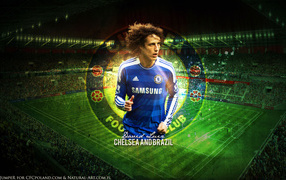 Chelsea David Luiz on the background of the stadium