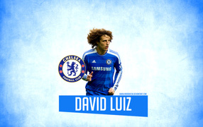Chelsea David Luiz on the blue background