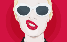 Рисунок девушка блондинка с пирсингом в губе