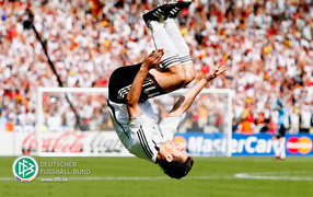 Footballer makes a somersault