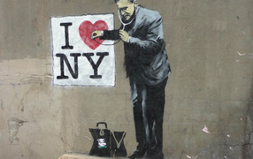 Graffiti Banksy loves New York