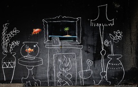 Граффити, уютная комната