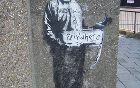 Graffiti with prisoner, the artist Banksy