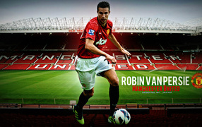 Манчестер Юнайтед Робин ван Перси на фоне футбольного поля