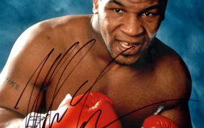 Mike tyson in the red boxing gloves