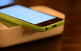 New green Iphone 5C close-up