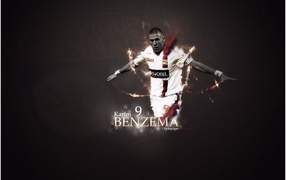 Real Madrid Karim Benzema on black background