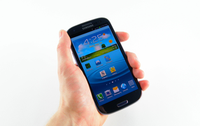 Samsung Galaxy S4 Mini on a white background
