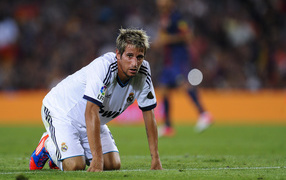 The best defender of Real Madrid Fábio Coentrão on his knees